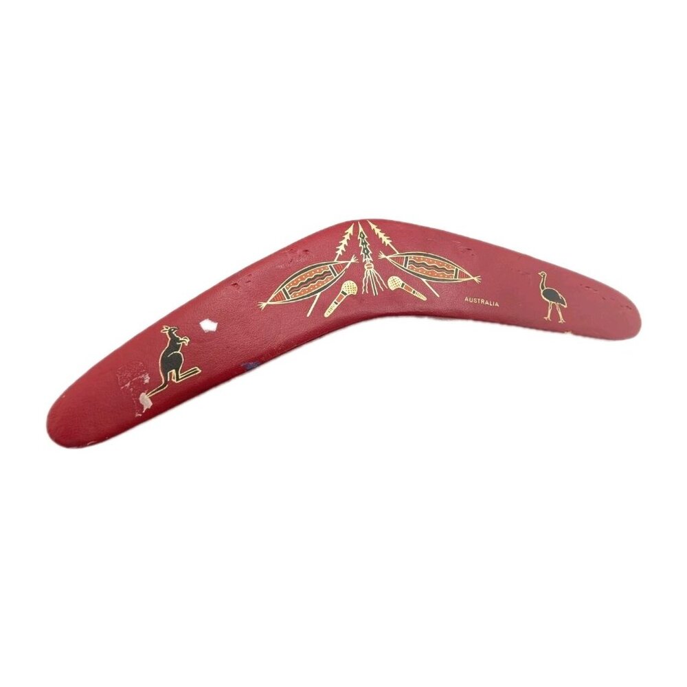 Vintage Lint Brush Australian Boomerang themed Non working music wind up 10.75"